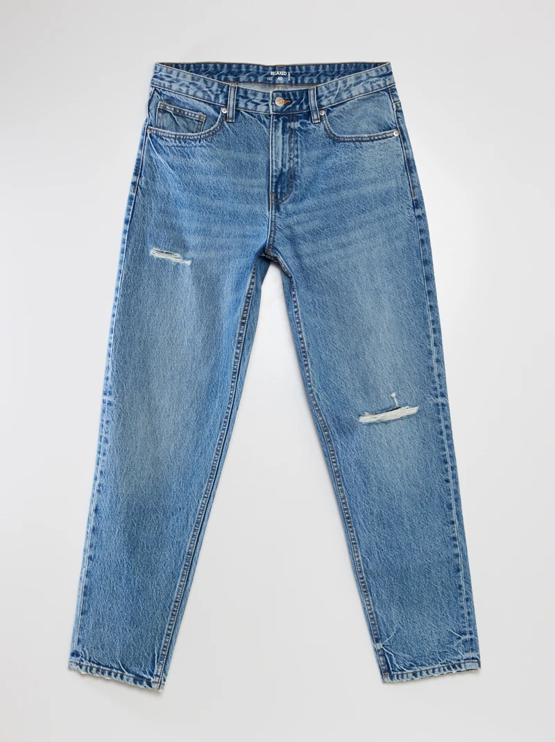 blue relaxed fit destroy jeans